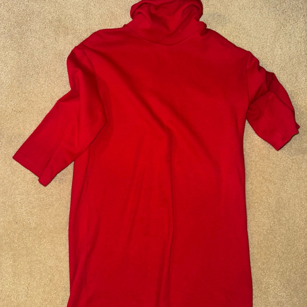 Zara Bold Red Cowl Neck Sweater Dress - Picture 2 of 5